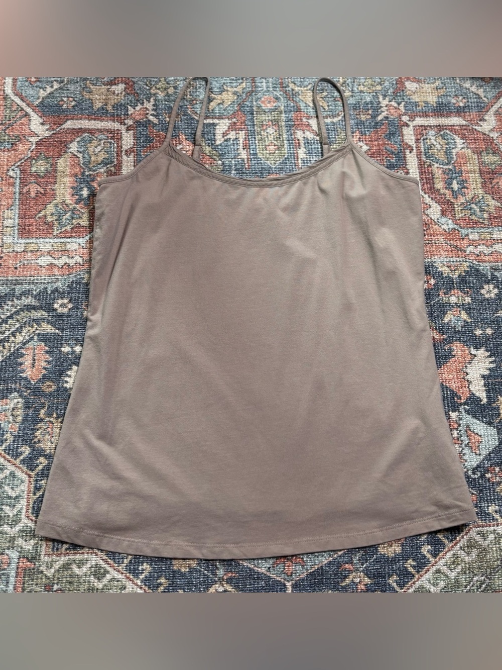 Boden Cream Stretch Tank Top Size 12 Adjustable Straps Cotton Layering Camisole